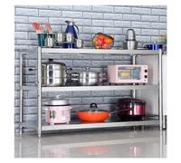 GOCHUSX Stainless Steel Shelves, 3-Tier Kitchen Waterproof Over Shelf Unit Height Adjustable, Microwave Storage Rack For Commercial Restaurant Garage(90x50x80cm)