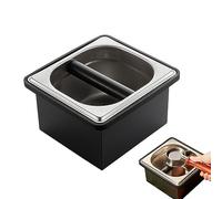 Gocoffun Espresso Coffee Knock Box, Stainless Steel Coffee Pucks Container, with Noise Reduction Rubber Ring,Silicone Bar for Knocking Portafilter Filter Grinds