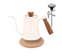 Gocoffun Pour Over Coffee Kettle, 550ml Gooseneck Kettle Spout Coffee Tea Pot with Thermometer, Anti-Hot Wooden Handle,Stainless Steel Tea Kettle with Long Narrow Spout Hand Drip Kettle(White)