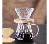 Gocoffun Pour Over Coffee Maker Set, 600 ml Borosilicate Glass Coffee Pot with 50 pcs Paper Filter, 1-3 Cup Pour Over Coffee Dripper for Home, Café Restaurant (Clear)
