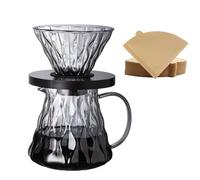 Gocoffun Pour Over Coffee Maker Set, 600 ml Borosilicate Glass Coffee Pot with 50 pcs Paper Filter, 1-3 Cup Pour Over Coffee Dripper for Home, Café Restaurant (Gray)