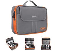 Gocokia Double Layers Large Capacity Travel Electronic Accessories Organizer Bag, 2 Front Pockets Travel Gadget Carry Case, Perfect Size Fit for iPad,iPhone,Cables,Power Bank,Tablet(10.2’’)-Grey