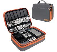 Gocokia Travel Cable Organizer Bag, 3 Layer X-Large Capacity Electronics Accessories Cord Storage Case Bag for Cables, SD Card,Chargers, Power Bank, Cellphone,Tablet(10.2")-Grey