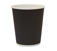 GoCoPack Ripple Paper Coffee Cups: Pack of 50-8oz(227ml), 10oz(284ml), 12oz(340ml), or 16oz(450ml) - White, Black or Brown/Kraft Ripple Paper Cups (8oz (227ml), Black)