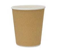 GoCoPack Ripple Paper Coffee Cups: Pack of 50-8oz(227ml), 10oz(284ml), 12oz(340ml), or 16oz(450ml) - White, Black or Brown/Kraft Ripple Paper Cups (10oz (284ml), Brown-Kraft)