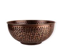 GoCraft Antique Copper Mixing Bowl 7.5" - Handcrafted Hammered Copper Bowl for Whisking Eggs, Tossing Salad, Serving, or Kitchen Décor - Vintage Style Serveware