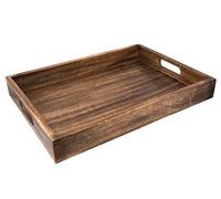 GoCraft Handmade Classic Wooden Tray - Large 16.5" Mango Wood Serving Tray with Handles - Elegant Kitchen & Dining Accessory - Ideal for Breakfast in Bed, Coffee, Tea