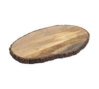 GoCraft Oval Wooden Cutting Board with Tree Bark Rim | Mango Wood Live Edge Chopping, Prep, Serve Board | Charcuterie Platter - 17" x 10"