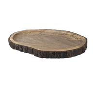 GoCraft Oval Wooden Serving Platter with Tree Bark on Edges | Mango Wood Serve Board | Charcuterie Platter - 17" x 10"