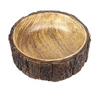 GoCraft Rustic Mango Wood Bowl with Tree Bark - 19.1 x 7 cm - Decorative Wooden Bowl for Potpourri, Snack, Nuts, Salad