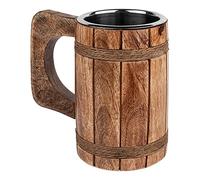 GoCraft Wood Beer Stein - 18oz Stainless Steel Cup - Viking Tankard Mug for Men - Handcrafted Medieval Style Drinking Mug - Great Gift Idea for Him, Home Bar, Father’s Day, Birthday
