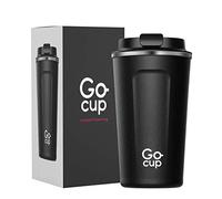 GoCup Travel Mug, Insulated Coffee Cup - Vacuum Insulation Stainless Steel Mug for Hot and Cold Drinks Black, 510ml