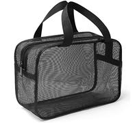 Gocvo Mesh Shower Caddy Mash Shower Bag Black Portable Mesh Accessories Organizer Tote for Gym College Dorm Room (Black-Large)