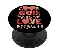 God 1 John 4:8 Bible Verse Bows Hearts Vintage PopSockets Adhesive PopGrip