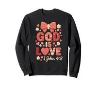God 1 John 4:8 Bible Verse Bows Hearts Vintage Sweatshirt