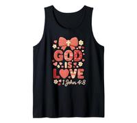 God 1 John 4:8 Bible Verse Bows Hearts Vintage Tank Top