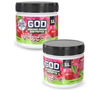 GOD 1 Litre Odour Neutraliser Gel - Cherry Bomb Scent. Fast Acting & Long Lasting Air Freshener. Extra Strong Formula. Eliminates Tough Odours in Kitchens, Garages, Utility Rooms & More (2 Pack)