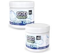 GOD 1 Litre Odour Neutraliser Gel - Fresh Linen Scent. Fast Acting & Long Lasting Air Freshener. Extra Strong Formula. Eliminates Tough Odours in Kitchens, Garages, Utility Rooms & More (2 Pack)