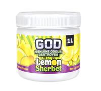GOD 1 Litre Odour Neutraliser Gel - Lemon Sherbet Scent. Fast Acting & Long Lasting Air Freshener. Extra Strong Formula. Eliminates Tough Odours in Kitchens, Garages, Utility Rooms & More (1 Pack)