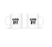 GOD 1ST 11oz Ceramic Coffee Mug - Inspirational Christian Gift for Men & Women - Faith-Based Tea & Coffee Cup - Dishwasher & Microwave Safe (Double Sided Design)