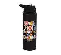 God All Things are Possible Matthew 19:26 Bible Verse Stainless Steel Insulated Water Bottle