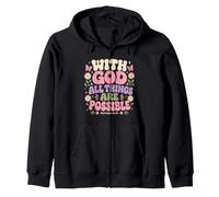 God All Things Are Possible Matthew 19:26 Bible Verse Zip Hoodie