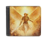 God an-gels Holding Swords Bifold Wallet PU Leather Credit Card Holder Wallets Slim Front Pocket Money Clip