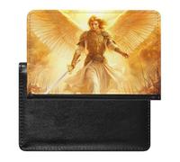 God an-gels Holding Swords Passport Holder Cover PU Leather Passport Wallet Organizer Protector Slim Travel Accessories