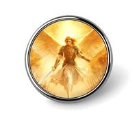 God An-gels Holding Swords Round Button Pins Lapel Pin Brooch Badge Clothing Hats Decor for Women Men Gifts