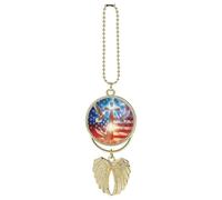 God And Peace U.S. Flag Silver Gold Car Hanging Ornaments Rearview Mirror Pendant Accessories