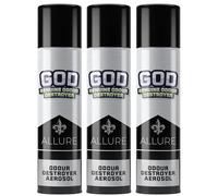 GOD Blast 750ml Aerosol (3 Pack) - Allure Scent. Fast Acting Odour Neutraliser Spray. Extra Strong & Long Lasting Air Freshener. Eliminates Tough Odours in High Demand Indoor Spaces. Made in the UK