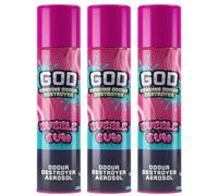 GOD Blast 750ml Aerosol (3 Pack) - Bubblegum Scent. Fast Acting Odour Neutraliser Spray. Extra Strong & Long Lasting Air Freshener. Eliminates Tough Odours in High Demand Indoor Spaces. UK Made