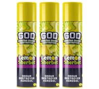 GOD Blast 750ml Aerosol (3 Pack) - Lemon Sherbet Scent. Fast Acting Odour Neutraliser Spray. Extra Strong & Long Lasting Air Freshener. Eliminates Tough Odours in High Demand Indoor Spaces. UK Made