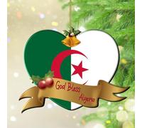 God Bless Algeria Christmas Ornaments Global World Flag Travel Trip Christmas Tree Ornament Keepsake World State Map Flag Acrylic Christmas Bauble for Xmas Tree Decoration