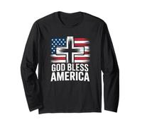 God Bless America 4th of July Christian Patriot USA Flag Long Sleeve T-Shirt