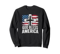 God Bless America 4th of July Christian Patriot USA Flag Sweatshirt