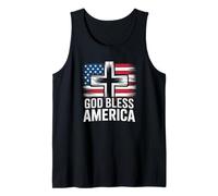 God Bless America 4th of July Christian Patriot USA Flag Tank Top