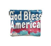 God Bless America 4th Of July Independence Day Women's Small Leather Coin Purse Wallet Fancy Change Purse with Clasp for Women Girls