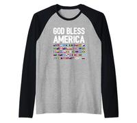 God Bless America All Countries Heritage Latino Pride Raglan Baseball Tee