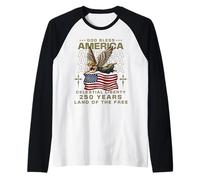 God Bless America Celestial Liberty Patriotic 250 Years USA Raglan Baseball Tee