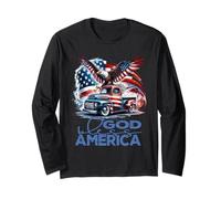 God Bless America Cool Eagle & Truck Patriotic Fun Long Sleeve T-Shirt