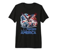 God Bless America Cool Eagle & Truck Patriotic Fun Premium T-Shirt