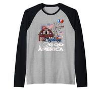 God Bless America Cool Farmhouse & Truck Patriotic Fun Raglan Baseball Tee