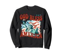God Bless America Cool Patriotic Statue Of Liberty & Flag Sweatshirt