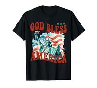God Bless America Cool Patriotic Statue of Liberty & Flag T-Shirt
