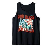 God Bless America Cool Patriotic Statue of Liberty & Flag Tank Top