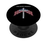 God Bless America Cross Flag Christian Patriot PopSockets Adhesive PopGrip