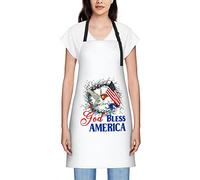 God Bless America Flag 4th Of July Aprons For Women Men Waterproof Bib Apron Chef Aprons For Kitchen Cooking Baking Bbq Gardening