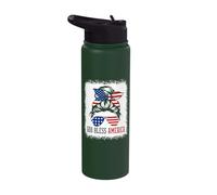 God Bless America Fourth of July Messy Bun Stainless Steel Insulated Water Bottle