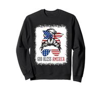God Bless America Fourth of July Messy Bun Sweatshirt